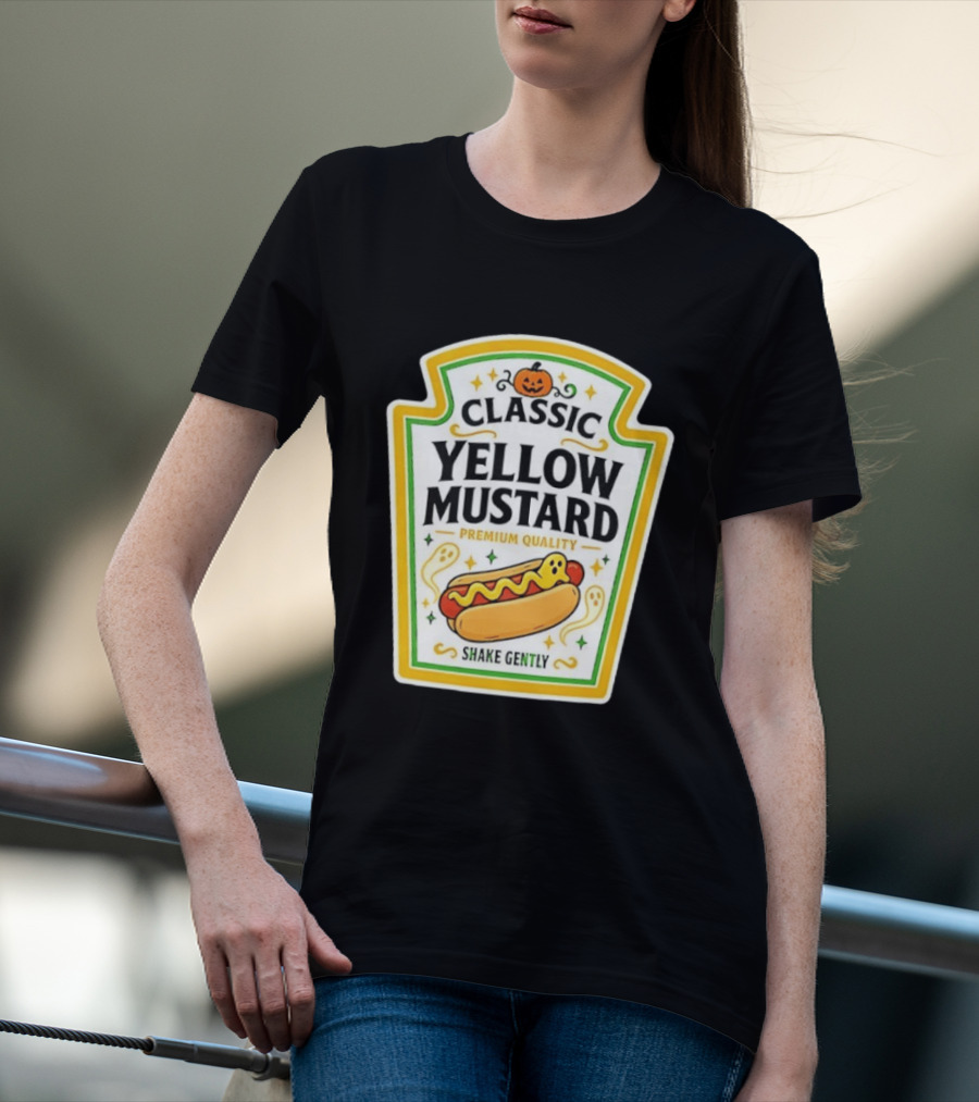Classic Yellow Mustard Premium Quality Halloween Hot Dog Shake Gently T-Shirt