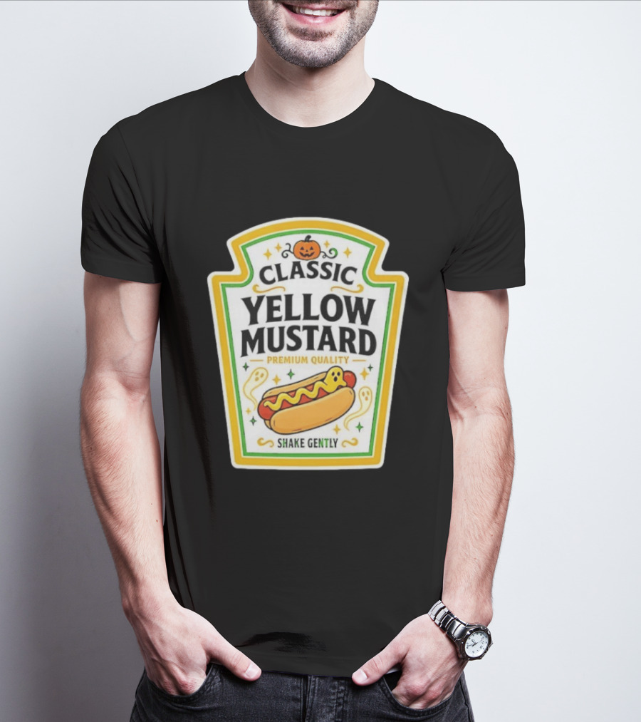 Classic Yellow Mustard Premium Quality Halloween Hot Dog Shake Gently T-Shirt