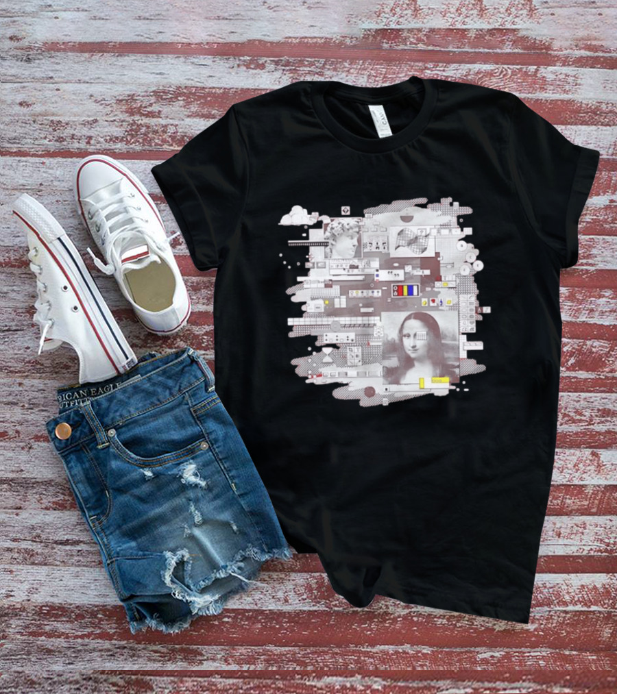 Mona Lisa Michelangelo David Digital Collage T-Shirt