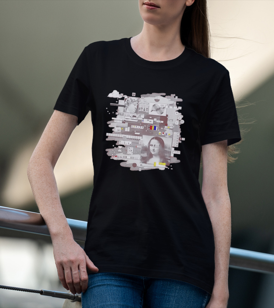 Mona Lisa Michelangelo David Digital Collage T-Shirt