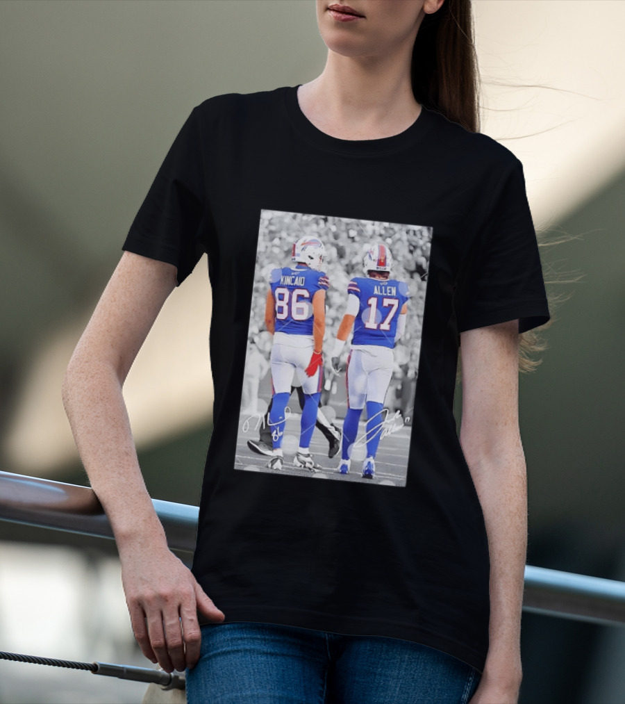 Buffalo Bills Dalton Kincaid 86 And Josh Allen 17 NFL Football Team Players T-Shirt