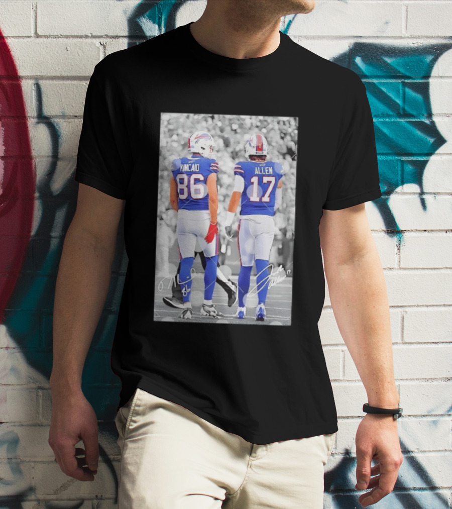 Buffalo Bills Dalton Kincaid 86 And Josh Allen 17 NFL Football Team Players T-Shirt