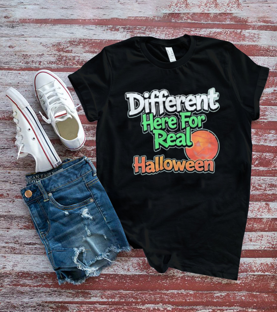Different Here For Real Halloween Pumpkin Basketball T-Shirt