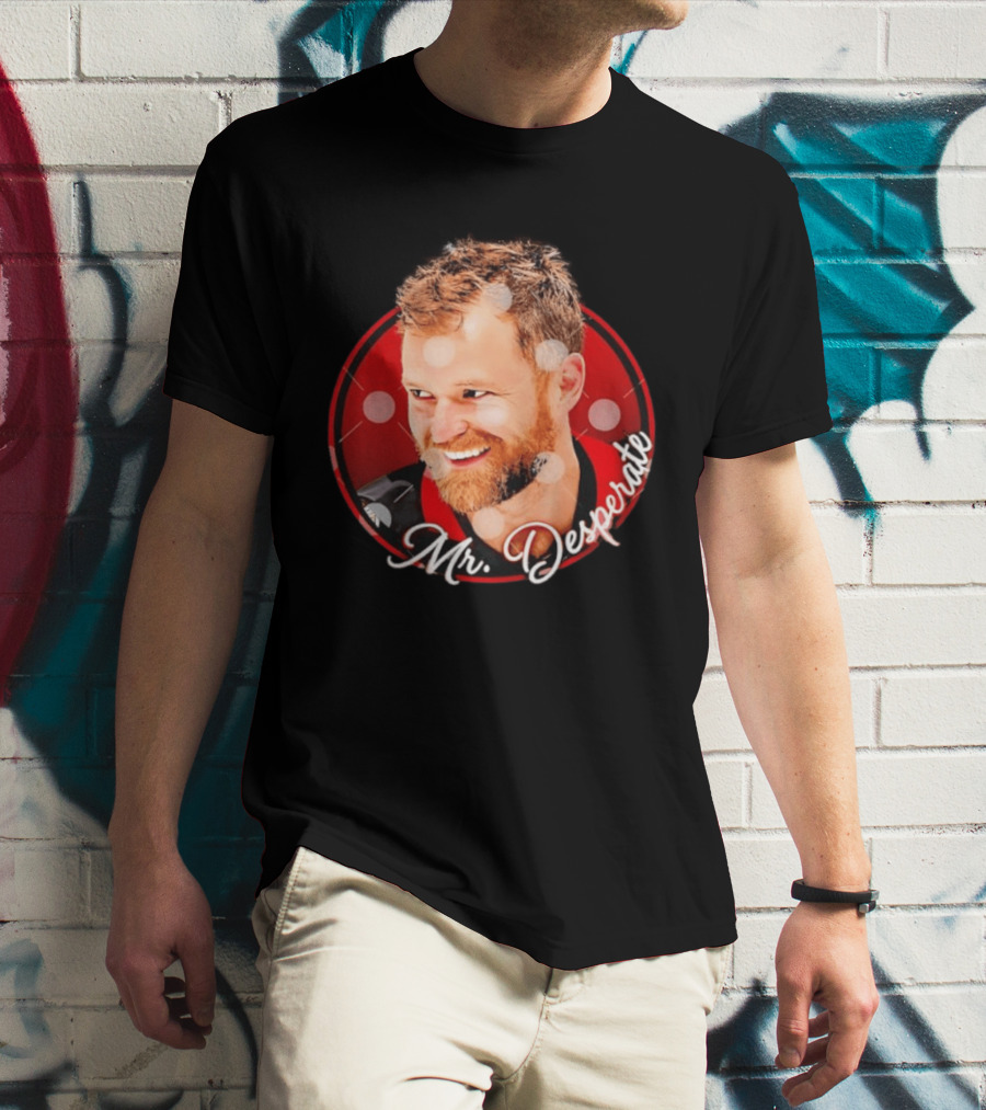 Mr Desperate Expression Hockey Player Red Circle T-Shirt