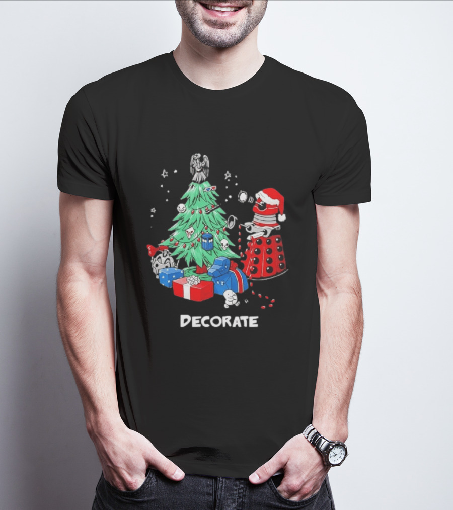 Doctor Who Dalek Christmas Tree Decorate Scene T-Shirt