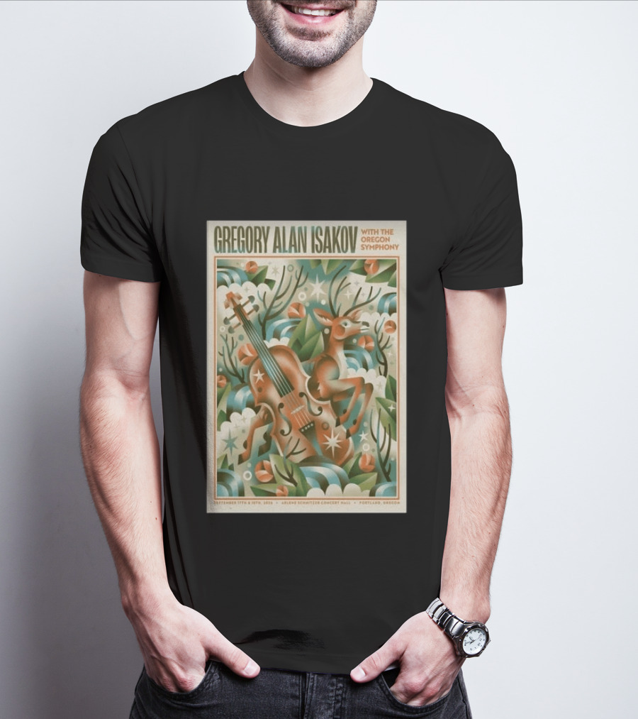 Gregory Alan Isakov With The Oregon Symphony Portland September 17 18 2026 Concert Deer And Violin T-Shirt