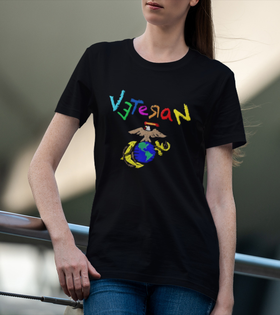 Veteran Eagle Globe And Anchor Colorful Military T-Shirt