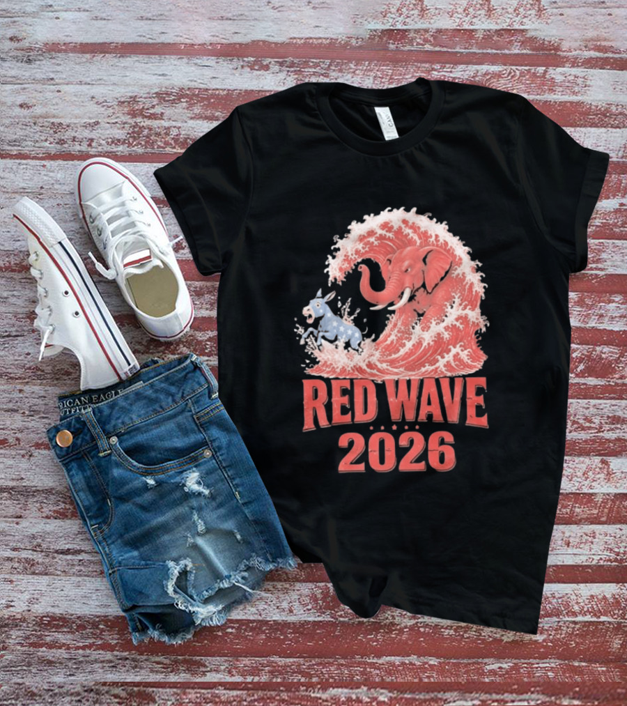 Red Wave 2026 Republican Elephant Vs Donkey Political T-Shirt