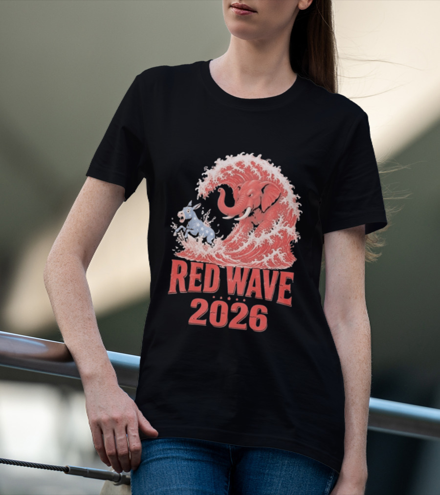 Red Wave 2026 Republican Elephant Vs Donkey Political T-Shirt