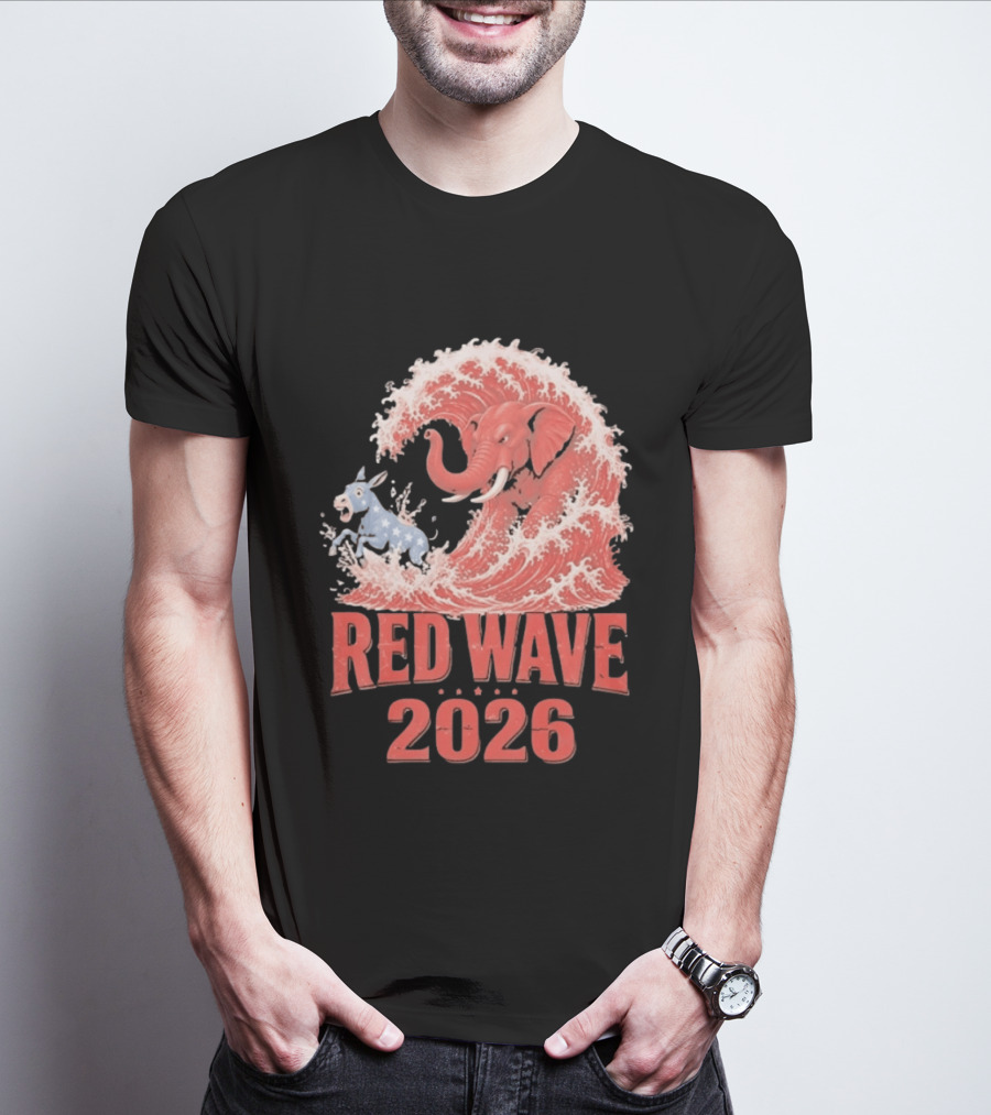 Red Wave 2026 Republican Elephant Vs Donkey Political T-Shirt