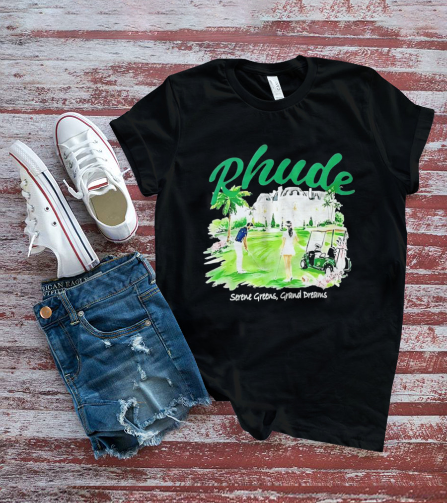 Rhude Serene Greens Grand Dreams Golf Scene Classic Polo Players And Golf Cart Mansion T-Shirt