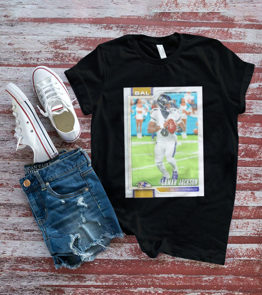 BAL Ravens Lamar Jackson No 8 Quarterback Football Card 2026 T-Shirt