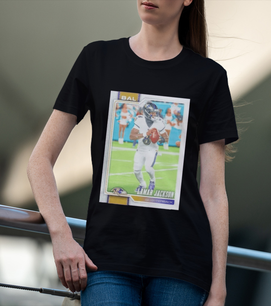 BAL Ravens Lamar Jackson No 8 Quarterback Football Card 2026 T-Shirt