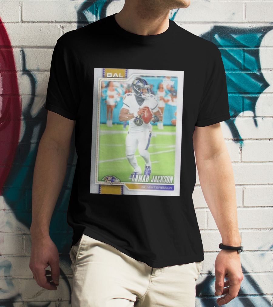 BAL Ravens Lamar Jackson No 8 Quarterback Football Card 2026 T-Shirt