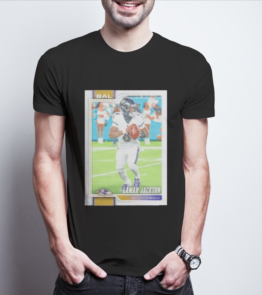 BAL Ravens Lamar Jackson No 8 Quarterback Football Card 2026 T-Shirt
