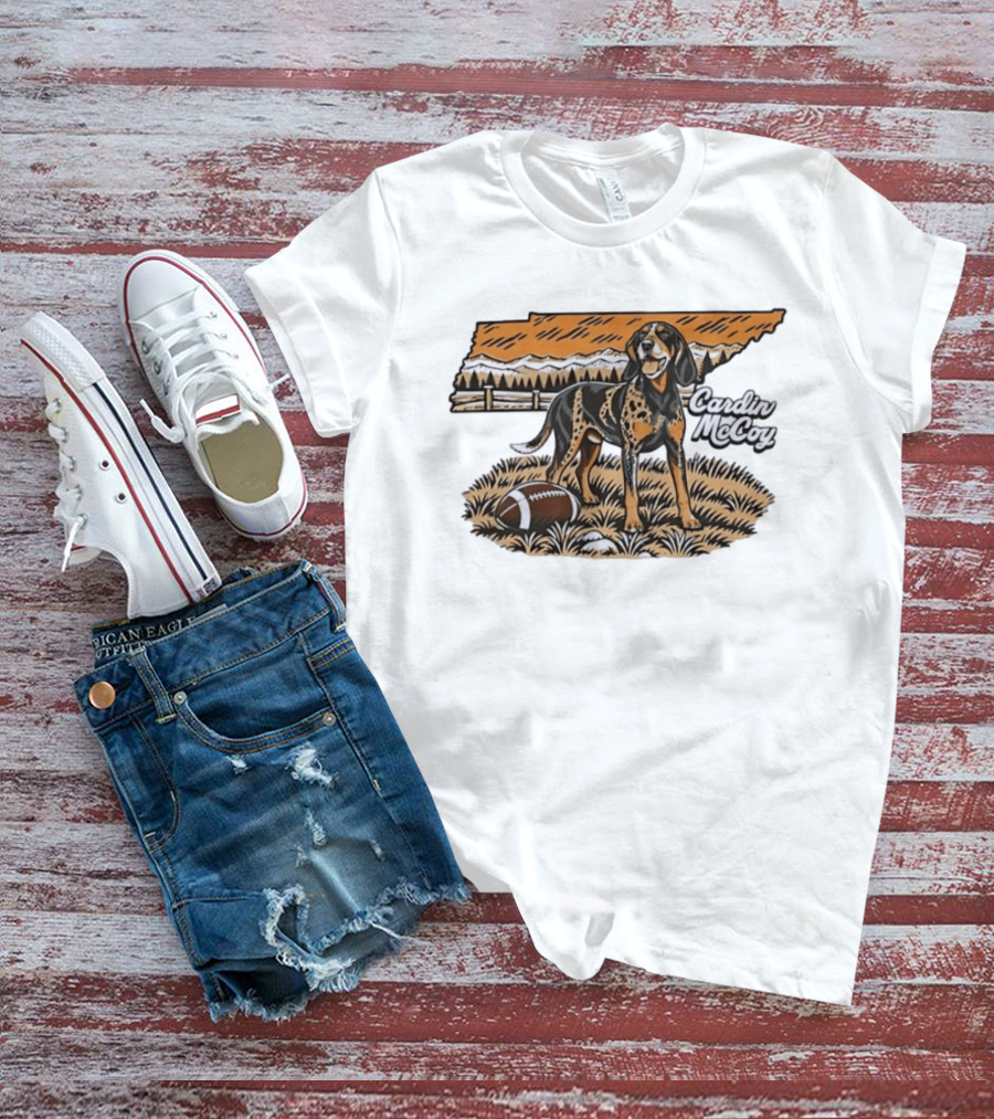Cardin McCoy Tennessee Bluetick Coonhound Football Landscape T-Shirt