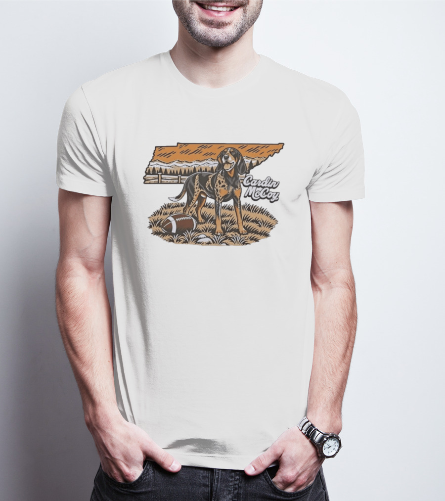 Cardin McCoy Tennessee Bluetick Coonhound Football Landscape T-Shirt