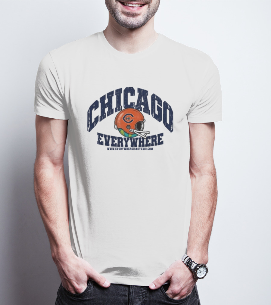 Chicago Everywhere Vintage Football Helmet 2026 T-Shirt