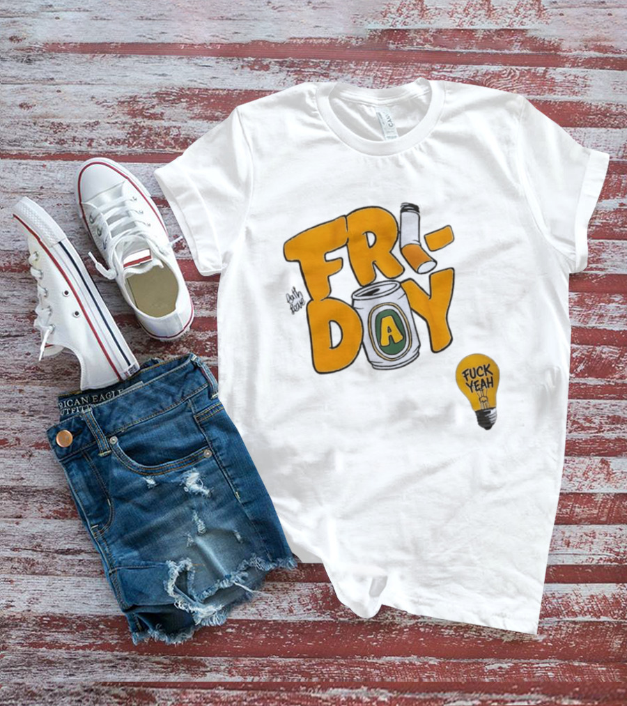 Beer Can Friday Vibes Light Bulb Fuck Yeah Weekend T-Shirt