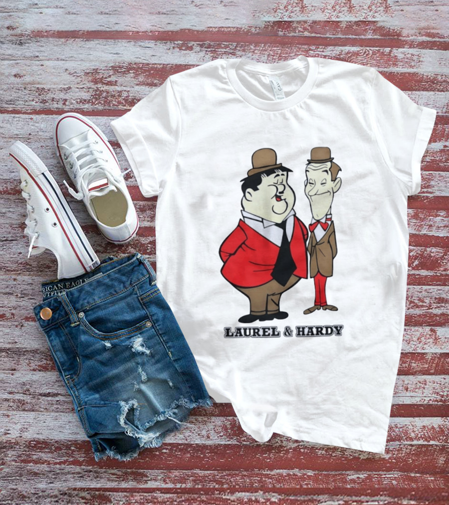 Laurel And Hardy Cartoon Style Classic Comedy T-Shirt