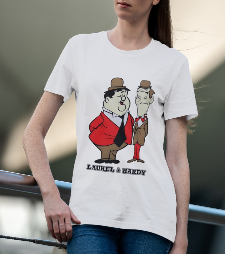 Laurel And Hardy Cartoon Style Classic Comedy T-Shirt