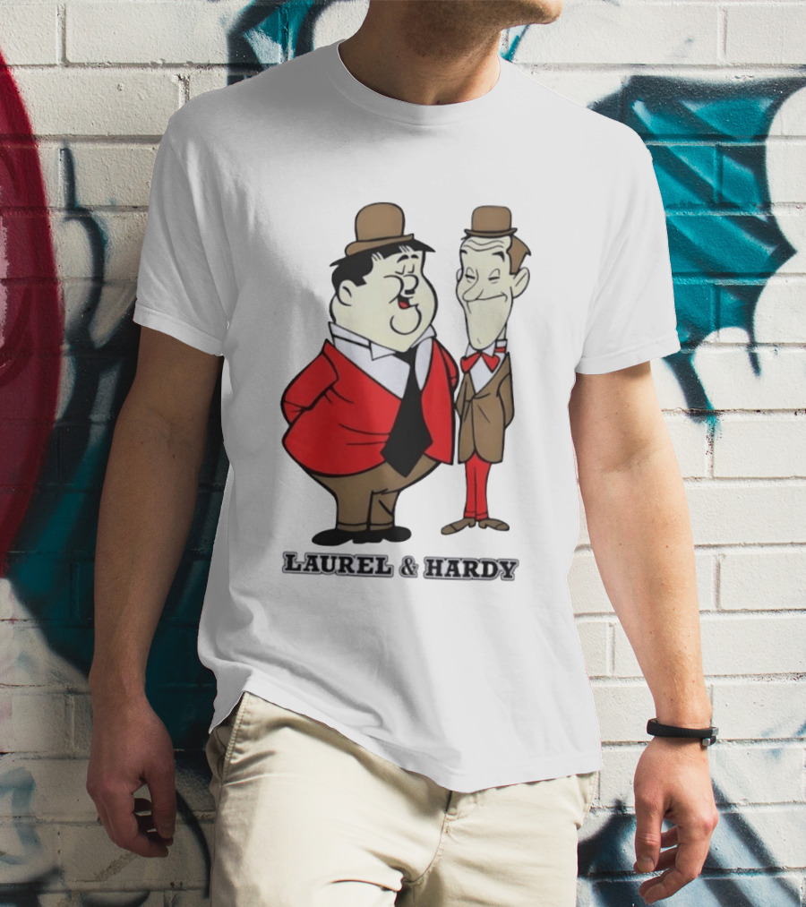 Laurel And Hardy Cartoon Style Classic Comedy T-Shirt