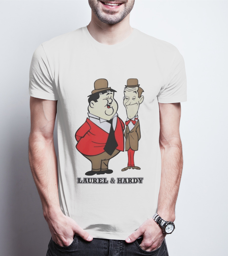 Laurel And Hardy Cartoon Style Classic Comedy T-Shirt