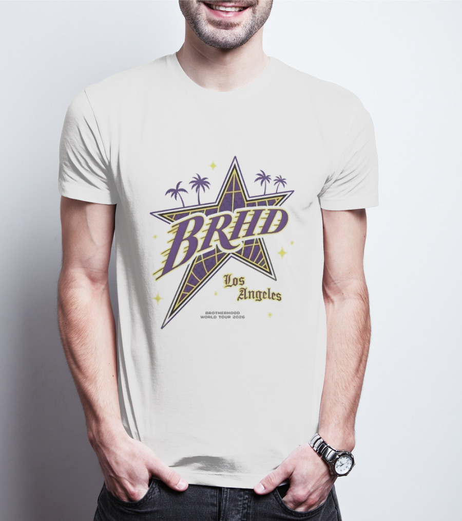 Los Angeles Brhd Brotherhood World Tour 2026 Star Palm Trees T-Shirt