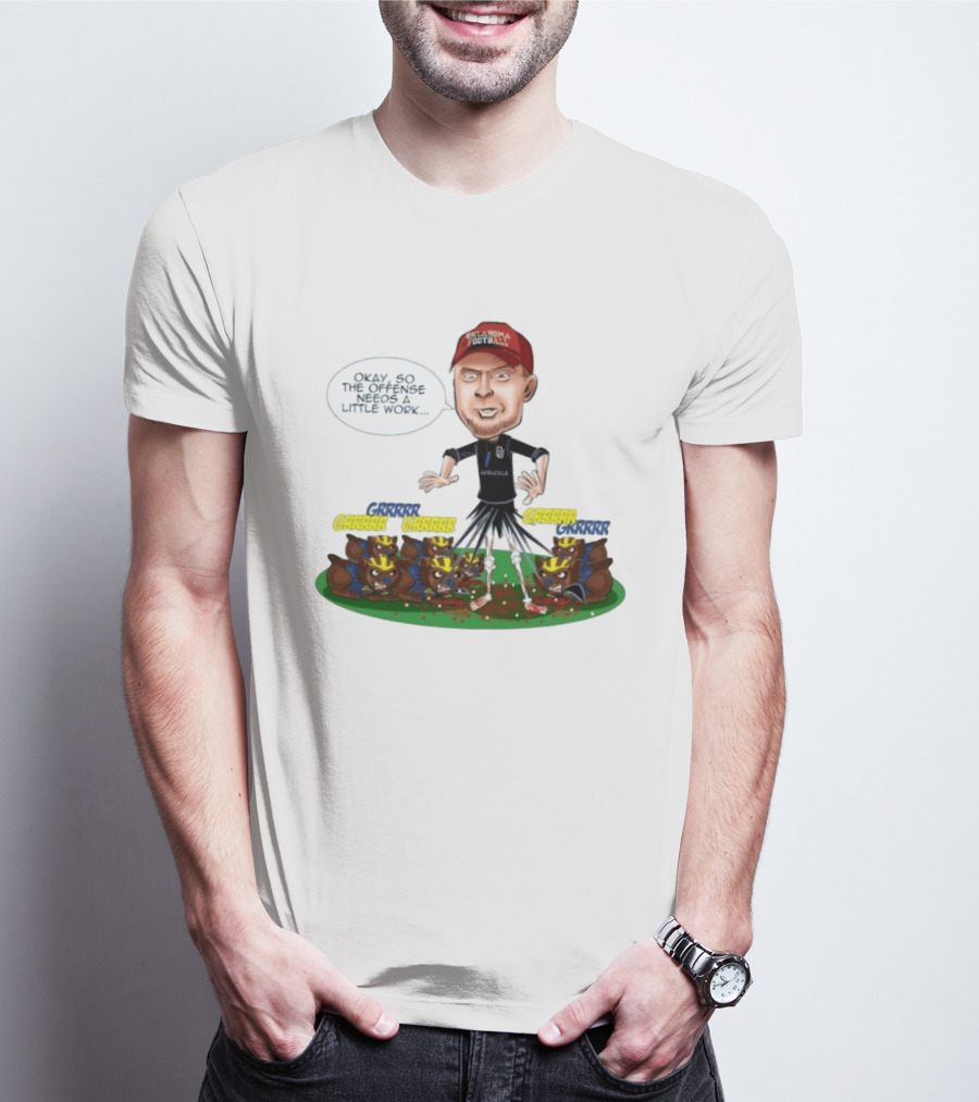 Oklahoma Football Coach Arbuckle Offense Skeleton Cartoon Needs A Little Work T-Shirt