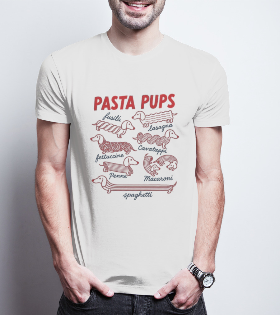 Pasta Pups Fusilli Lasagna Fettuccine Cavatappi Penne Macaroni Spaghetti Dogs T-Shirt