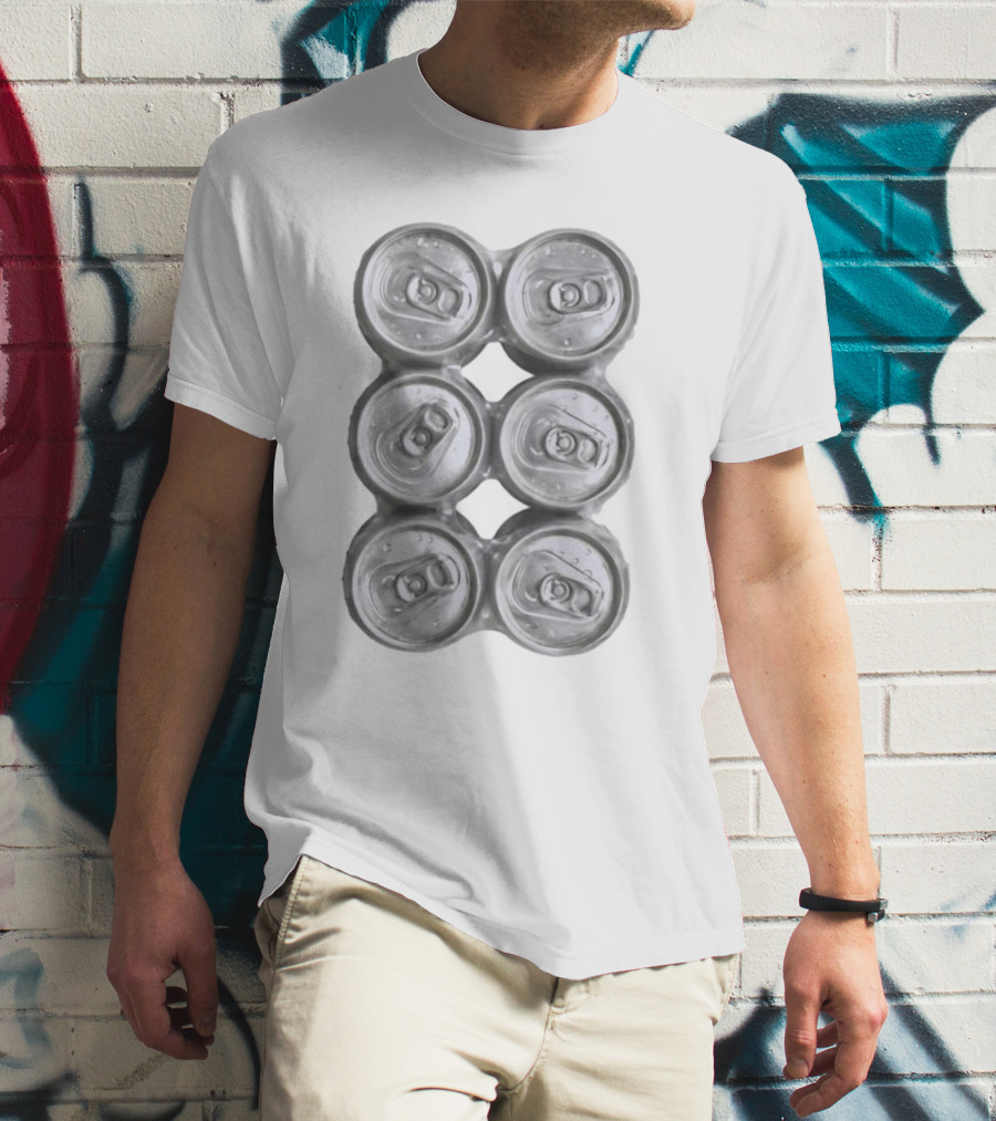 Six Pack Of Aluminum Beverage Cans Top View Realistic T-Shirt