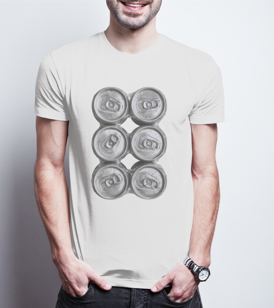 Six Pack Of Aluminum Beverage Cans Top View Realistic T-Shirt