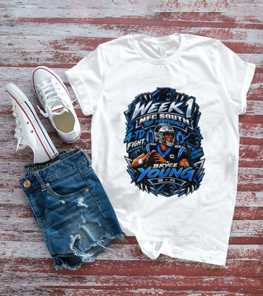 Week 1 NFC South Top Performer Bryce Young 4 TD Fight Carolina Football T-Shirt
