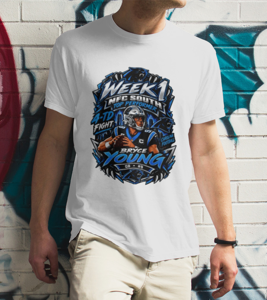 Week 1 NFC South Top Performer Bryce Young 4 TD Fight Carolina Football T-Shirt