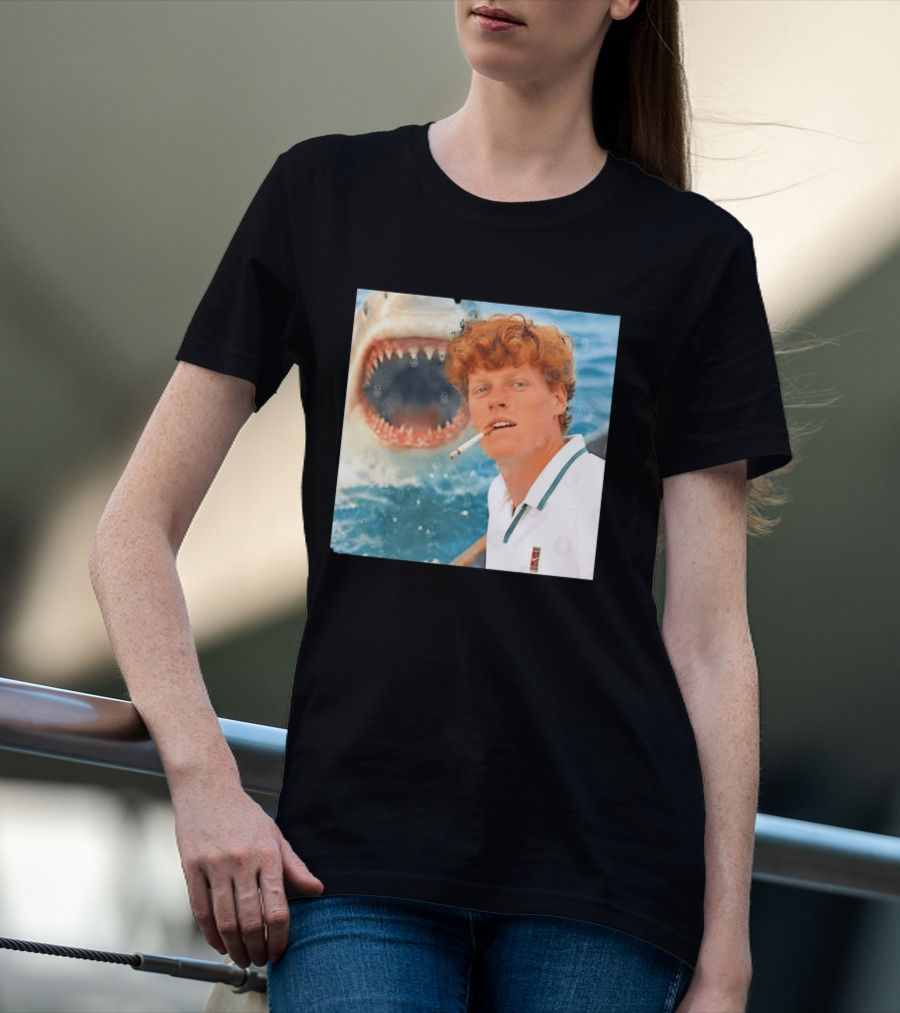 Jannik Sinner Smoking With Great White Shark Tennis Image T-Shirt