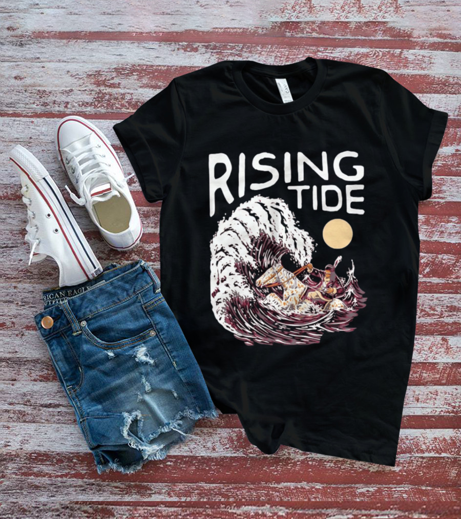 Rising Tide Surfing Horse Wave Native American Old Row T-Shirt