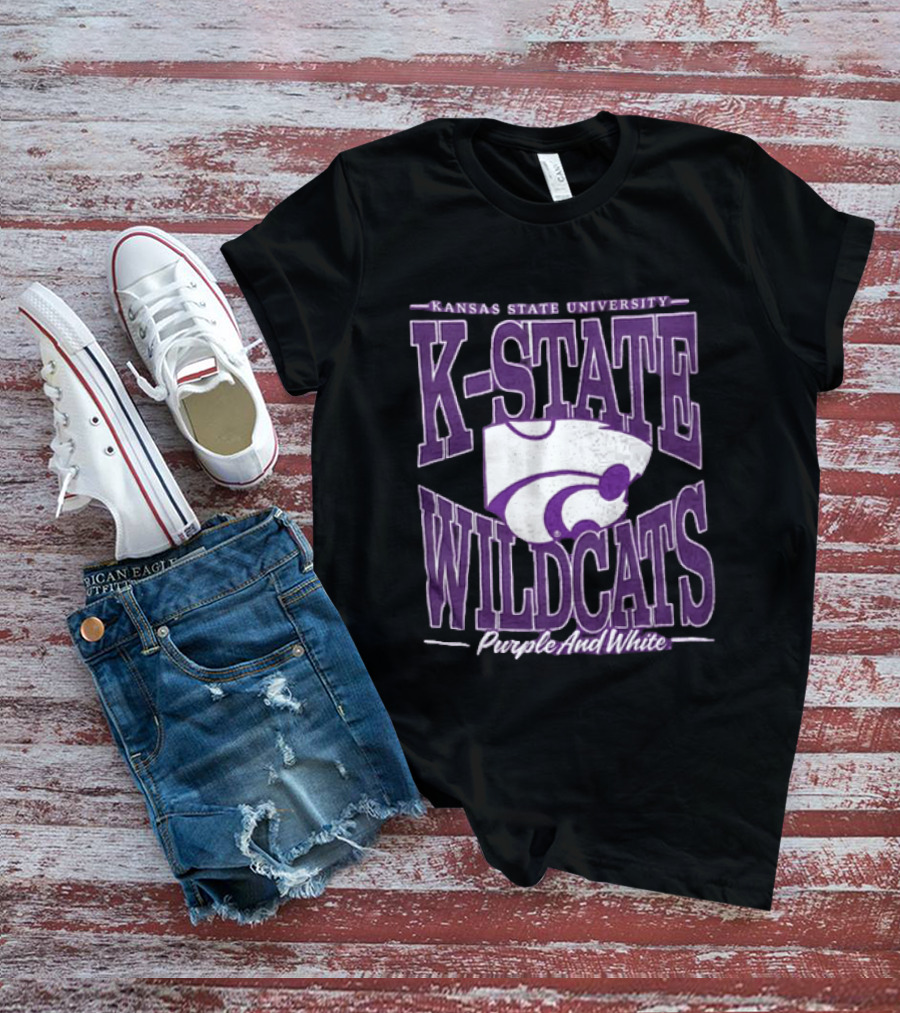 Kansas State University K State Wildcats Purple And White T-Shirt
