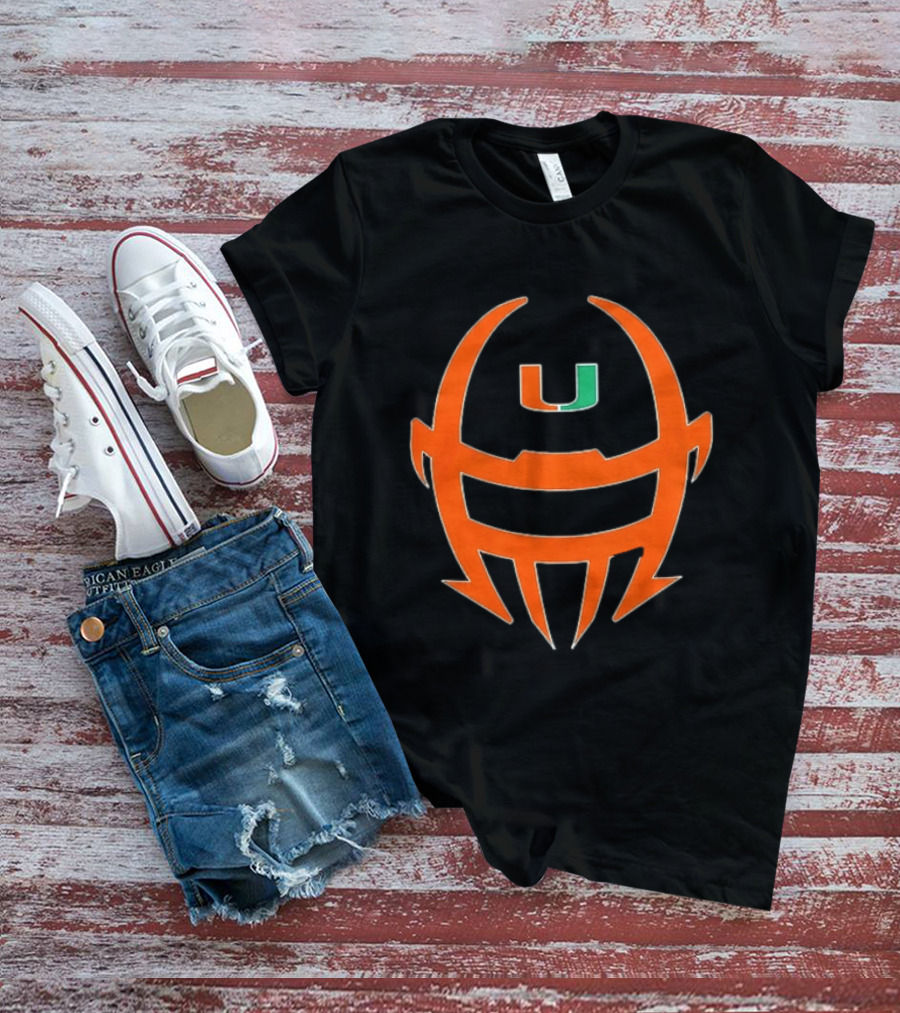 Miami Hurricanes Football Helmet Shape NCAA U T-Shirt