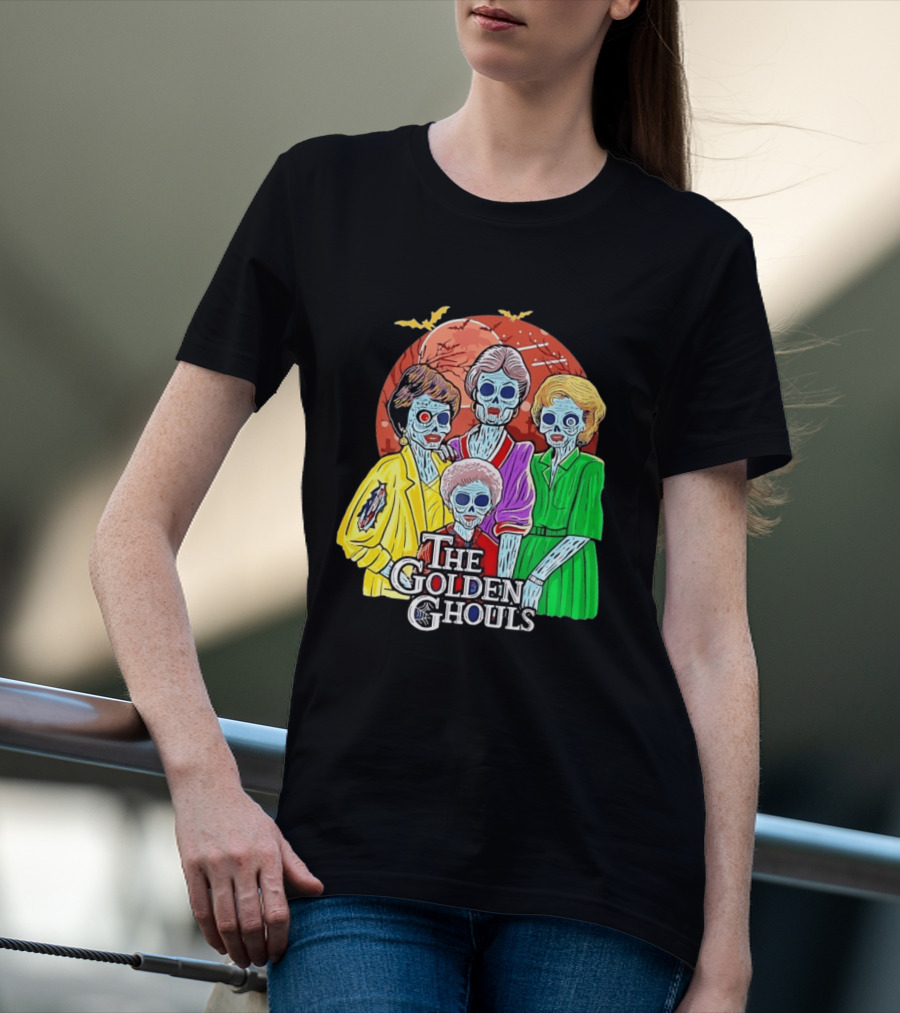 Halloween Zombie The Golden Ghouls Bat Moon T-Shirt