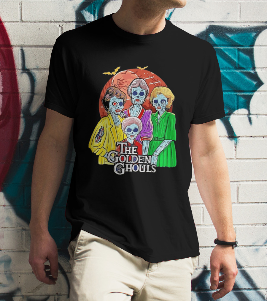 Halloween Zombie The Golden Ghouls Bat Moon T-Shirt