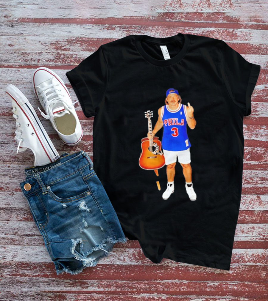Morgan Wallen Phila 3 Jersey Middle Finger Gesture With Guitar T-Shirt