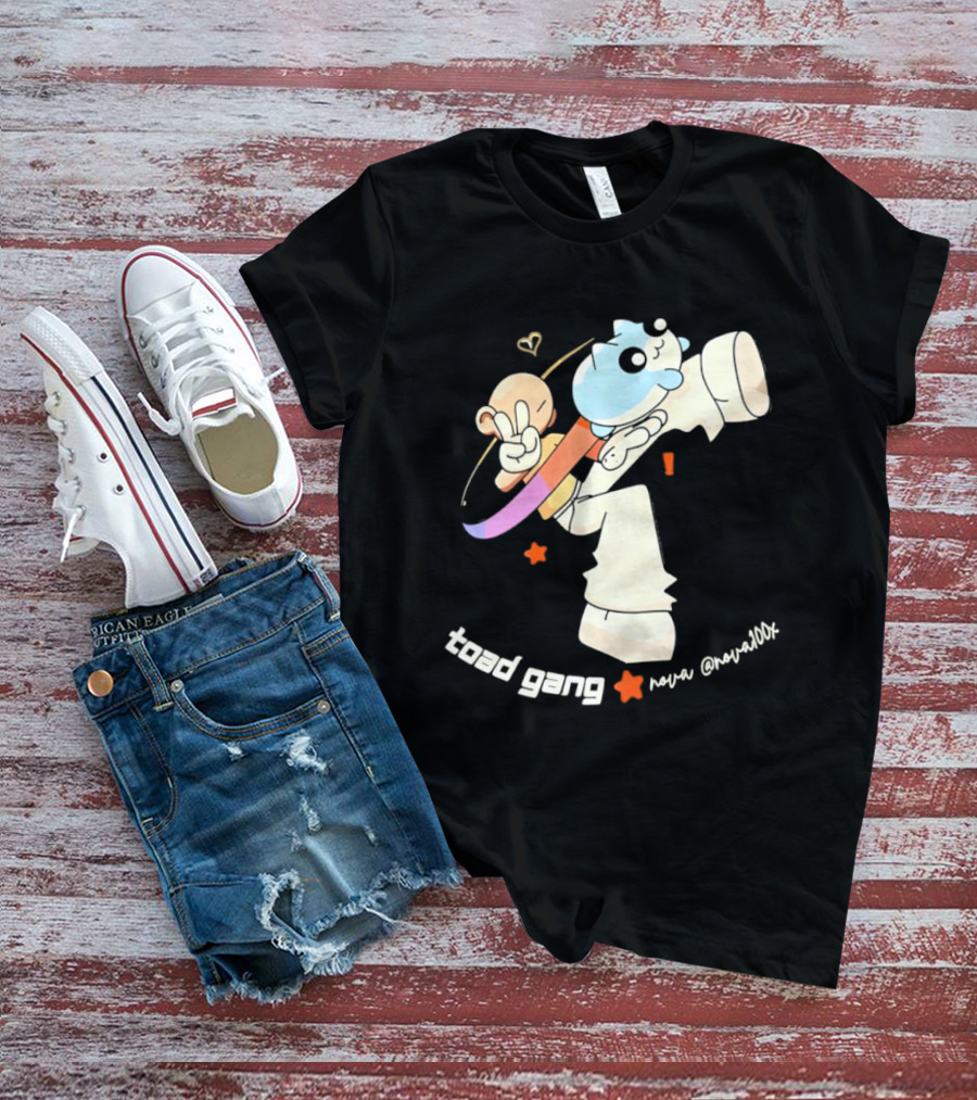 Toad Gang By Nova Nova100x Cartoon Character Peace Sign Colorful T-Shirt