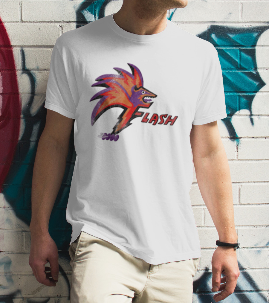 1993 Las Vegas Flash Purple And Orange Retro Wolf T-Shirt