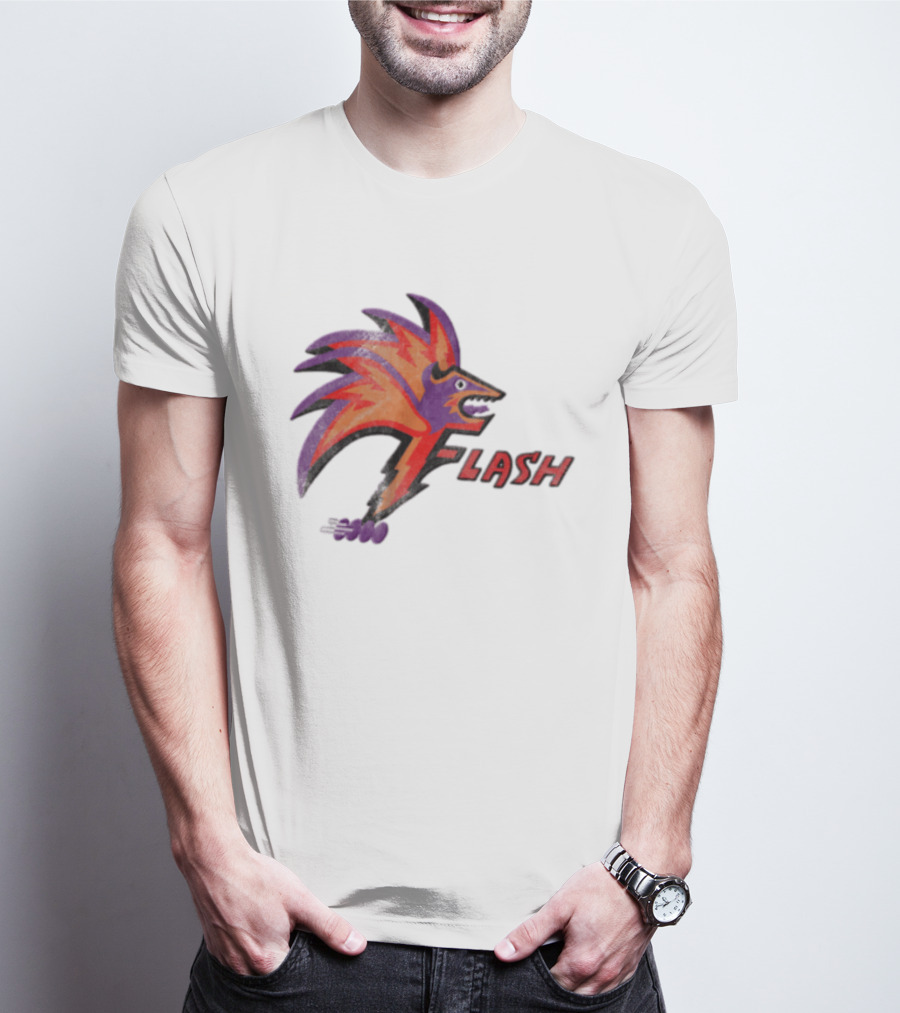 1993 Las Vegas Flash Purple And Orange Retro Wolf T-Shirt