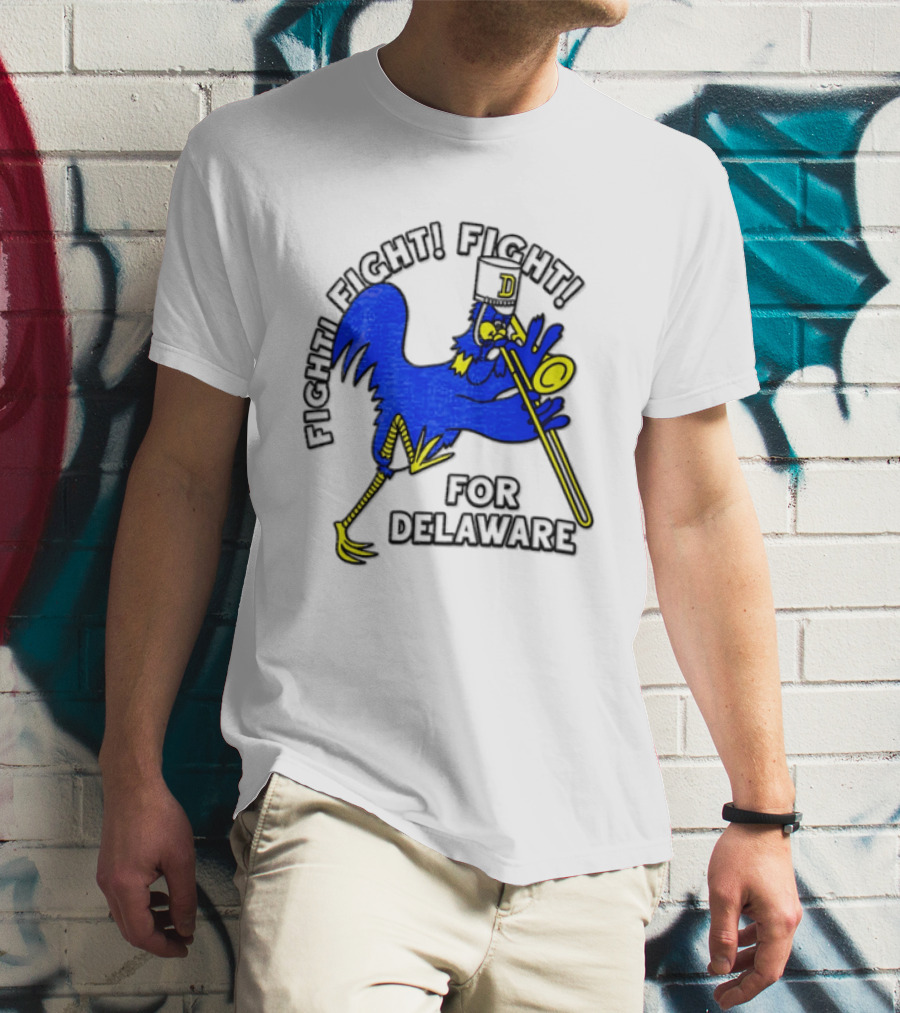 Delaware Blue Hens Fight Fight Fight For Delaware Chicken Trombone T-Shirt