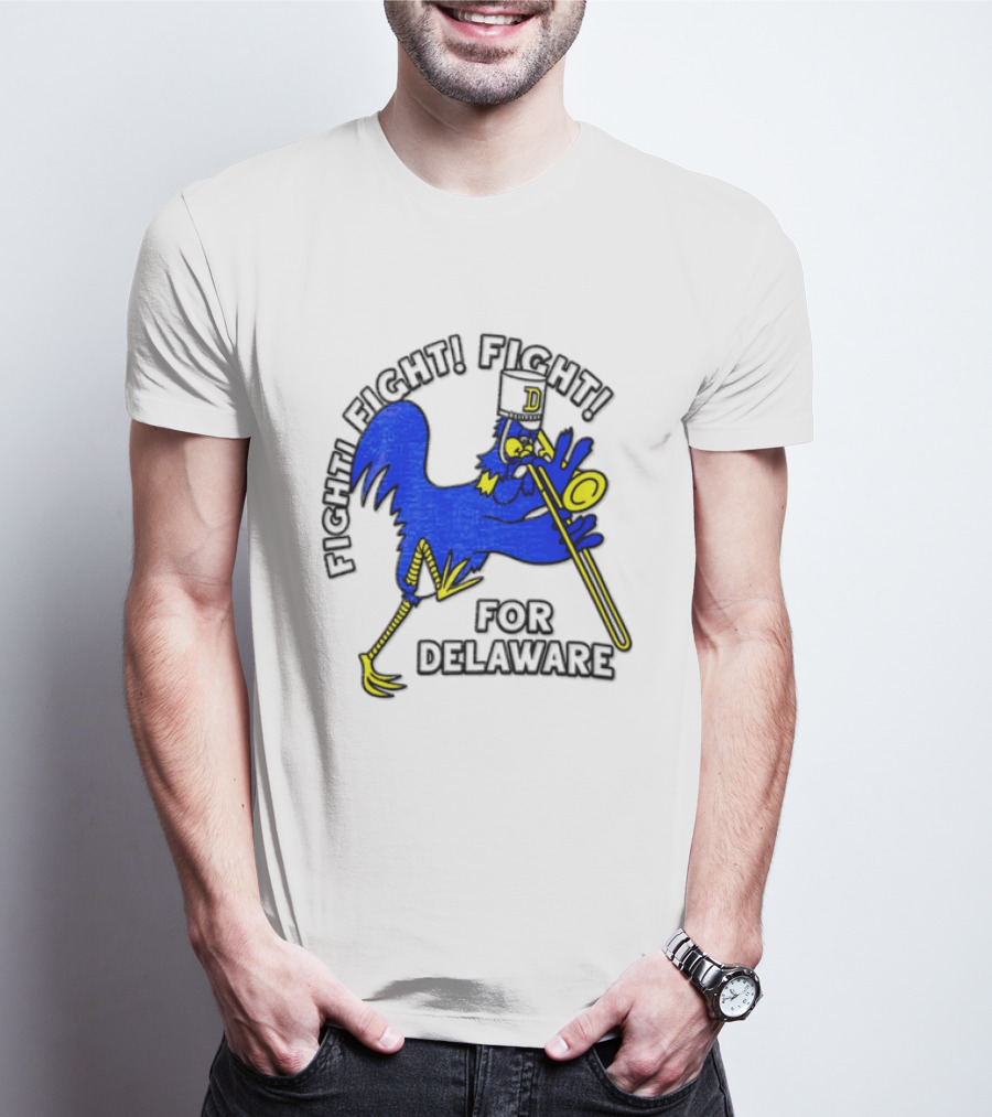 Delaware Blue Hens Fight Fight Fight For Delaware Chicken Trombone T-Shirt
