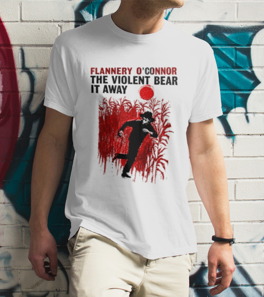 Flannery O'Connor The Violent Bear It Away Red Silhouette In Cornfield T-Shirt