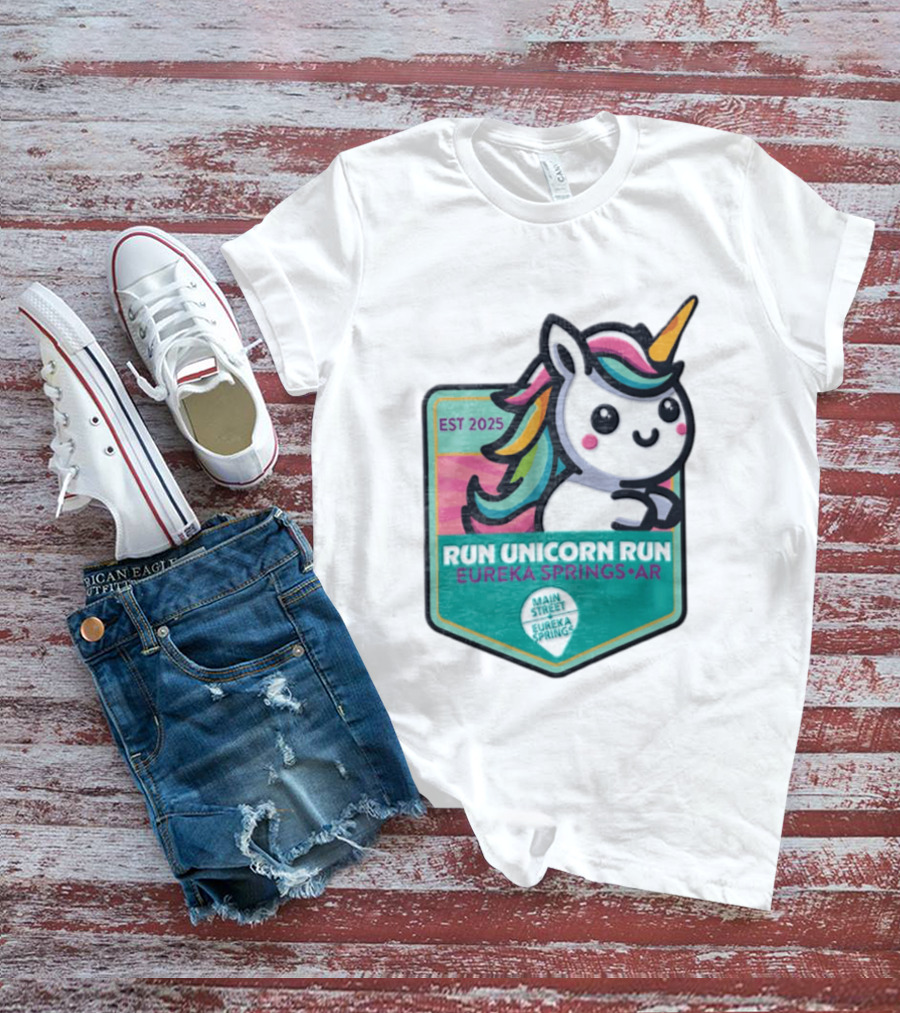 EST 2025 Run Unicorn Run Eureka Springs AR Main Street T-Shirt