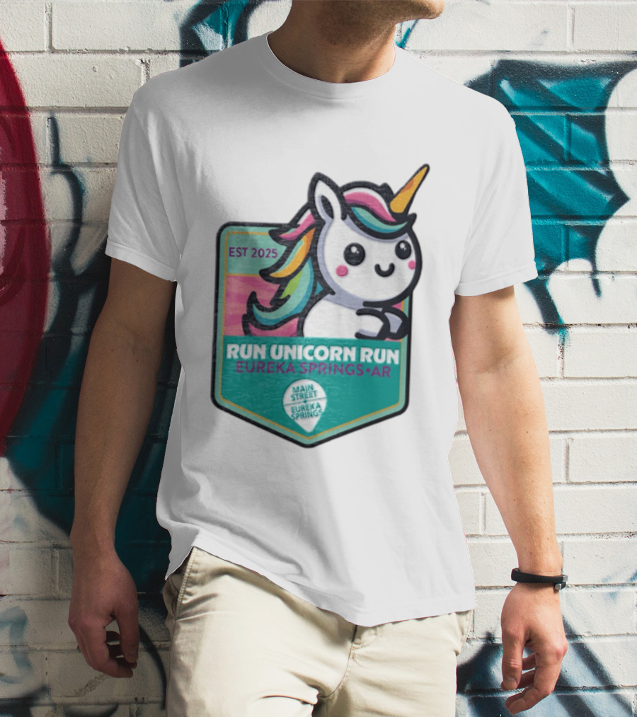 EST 2025 Run Unicorn Run Eureka Springs AR Main Street T-Shirt