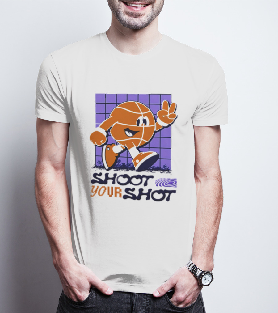 Shoot Your Shot Retro Basketball Character Peace Sign T-Shirt